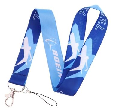Pinstant Boeing 737 Airplane Jumbo Plane Aviation Space Flight Aircraft Airline 177 Neck Lanyard Keychain Holder ID Badge Mobile Phone Pin Strap