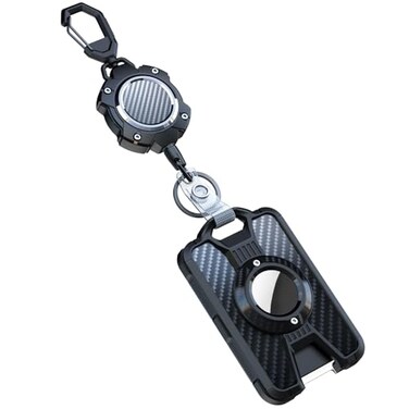 LIUGX Badge Holder for Airtag with Retractable Keychain Heavy Duty for Airtag HolderCase ID Card Holder Holds 6 Cards with 315 Badge Reel Key Chain 10000 Rebound 8oz