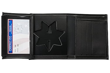 Perfect Fit Shield Wallets Arizona San Francisco Corrections 7 Point Star Hidden Badge and ID Wallet Black Leather cutout 382