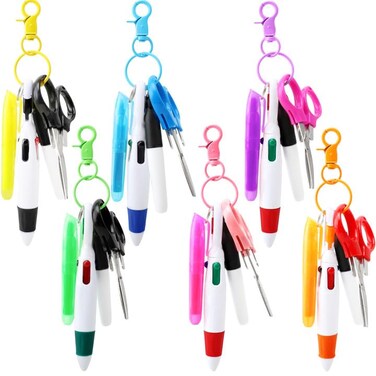 Spaluck 30 Pieces Nurse Pen Set Badge Reel Pen Tool Accessories Include Nursing Keychain Clip Set Mini Folding Stainless Safety Scissors for Nurse Doctor Day Gift
