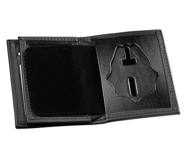 Perfect Fit Hidden Badge Bifold Wallet Blackinton B96 Fire Department Badge and ID Case Hidden Badge Wallet Cutout 496 Black Leather