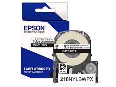 LABELWORKS Epson 218NYLBWPX Genuine Nylon Tape Cartridge Black on White Industrial Label Maker Tape 34 18MM Wide 19