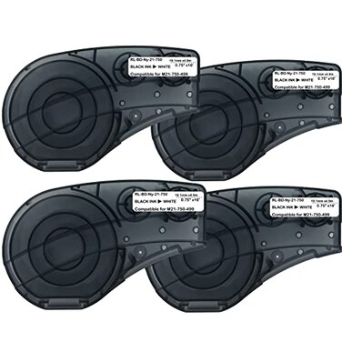 SIKOT Compatible Label Tape Replacememt for M21750499 Cartridge 34 inches Nylon Labels TapeBlack on White Nylon Cloth Film Work with BMP21PLUSLAB M210 LAB M211 Printer16 Length 075 Width 4 Pack