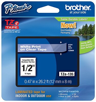 TZe Tapes 2Pack Genuine Brother 12 12mm White on Clear TZe PTouch Tape for Brother PT1830 PT1830 Label Maker
