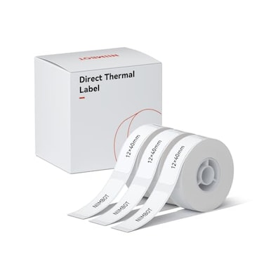 NIIMBOT Label Maker Tape for D11D110D101 Label Maker 12 x 40 mm 047 x 157 3Rolls for Home Office Labeling Tape Replacement White