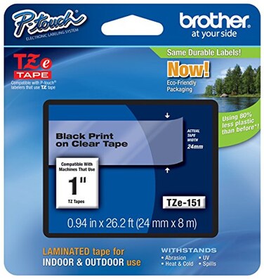 TZe Tapes Genuine Brother 1 24mm Black on Clear TZe PTouch Tape for Brother PT2430PC PT2430PC Label Maker
