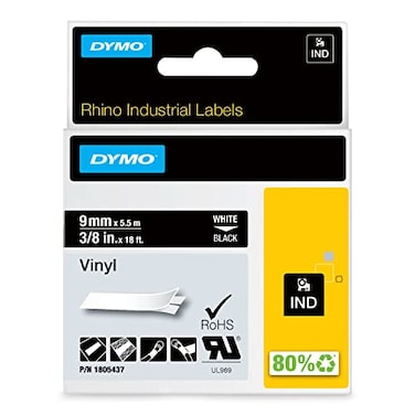 DYMO Industrial Vinyl Labels 38 White on Black