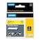 DYMO Rhino Industrial Flexible Nylon Labels 34 x 115 Black Print on Yellow Tape