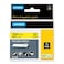 DYMO Rhino Industrial Flexible Nylon Labels 34 x 115 Black Print on Yellow Tape