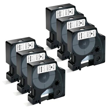 TITBIT 6 Pack LM160 LM150 Tape White Replacement for DYMO Label Maker Tape Refills D1 45013 A45013 S0720530 Label CassettesBlack on White12 x 23 for DYMO LabelManager 210D 280 360D 420 500TS