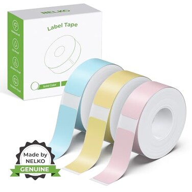 NELKO Genuine P21 Label Maker Tape Adapted Label Print Paper 14x40mm 055x157 Standard Laminated Office Labeling Tape Replacement Multipurpose of P21 180 TapesRoll 3Roll BlueYellowPink