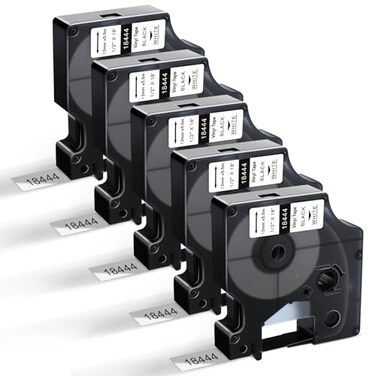 BEYONDTEK 18444 Vinyl Label Tape Work with DYMO Rhino 4200 5200 Label Maker Replacement for Dymo 18444 Rhino Industrial Permanent Vinyl Industrial White 12 x18 Work with Rhino 5000 60005Packs