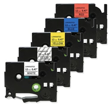 Oozmas Label Maker Tape Replacement for Brother PTD200 1280 2040 1750 1090 1180 1880 1890 Label Maker Refills TZe TZ Tape 12mm 047 Inch Laminated Compatible with Brother P Touch Colored Labels 5 Pack