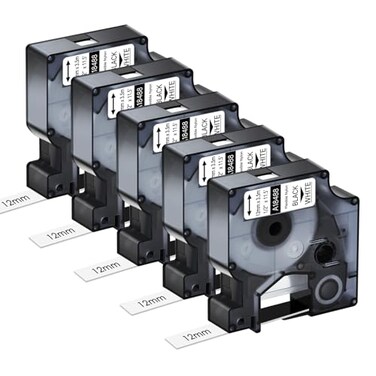 KCMYTONER Compatible for DYMO 18488 Flexible Nylon Label Tapes Black on White 12 x 115 12mm x 35m Work with Rhino Pro 1000 Rhino 3000 4200 5000 5200 6000 Industrial Label Makers 5Pack