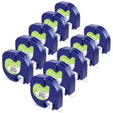 BOYEEZON Compatible with Dymo LetraTag Refills 91330 White Paper Label Maker Tape 12mm x 4m 12 x 13 Replacement for Dymo Letra tag Label Maker Refills LT100H 100T Plus 200B QX50 10Pack