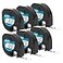 DYMO Authentic LT Plastic Labeling Tape for LetraTag Label Makers 12 12mm Black Print On White Tape 6Pack