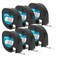 DYMO Authentic LT Plastic Labeling Tape for LetraTag Label Makers 12 12mm Black Print On White Tape 6Pack