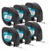 DYMO Authentic LT Plastic Labeling Tape for LetraTag Label Makers 12 12mm Black Print On White Tape 6Pack