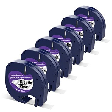 PROFICETIK 6 X Compatible with 16952 12mm x 4m Plastic Transparent Label Tape Replacement for Dymo Letratag Refills Clear for Letra Tag LT 100H 100T QX50 Handhel