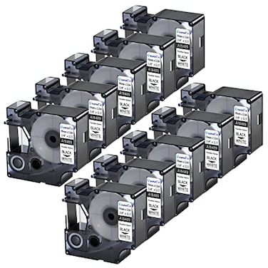 SuperInk 10 Pack 19mm Rhino Flexible Nylon Labels Compatible for Dymo Industrial 18489 Black on White Label Tape 34 x 115ft for Cables Wires work in Rhino 4200 5200 6000 3M PL200 PL300 Label Maker