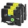USUPERINK 3 Pack Compatible for Brother Ptouch HSe621 HSe621 HS621 HS621 Black on Yellow 88mm 034 Heat Shrink Tubing Label Tape for Wire Cable use in PTE300 E500 E550W P750WVP
