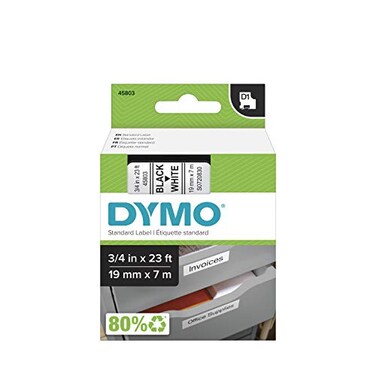 DYMO Authentic Standard D1 Labeling Tape for LabelManager Label Makers Black Print on White Tape 34 W x 23 L 1 Cartridge