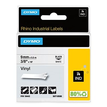 DYMO 18443 38 Vinyl Tape Rhino Labels White DYMO Authentic