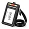 HAWEE Badge Holder with Zipper Genuine Leather RFID Keychain Wallet Neck Lanyards with Swivel Hook for CardCoinCash Black
