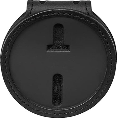 Perfect Fit Round Police Badge Holder 25 Inches Round Belt Clip Neck Chain Badge Holder Law Enforcement Black Leather Cutout 708