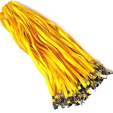 Bird Fiy Yellow Lanyards 100 Pack 34 Premium Lanyard Bulldog Clips Bulk Nylon Flat Lanyard with Badge Clip Yellow 100 Pack