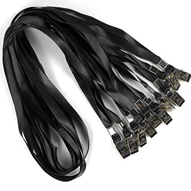 Bird Fiy Black Lanyards 100 Pack 34 Premium Lanyard Bulldog Clips Bulk Nylon Flat Lanyard with Badge Clip