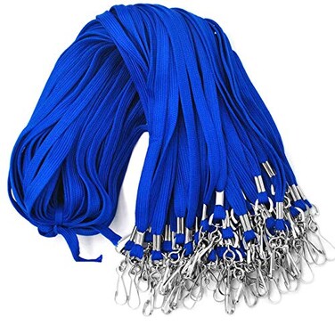 Beebel Lanyards 100 Pack Blue Lanyards with Swivel Hook Clips for ID Name Badge Holder