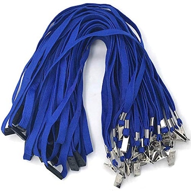 Bird Fiy Lanyards Breakaway Bulk Blue Lanyards Neck Flat Safety Badge Lanyard Bulldog Clip Blue 50 PCS