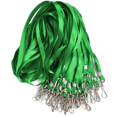 Antspirit Lanyards for Id Badges 50pcs Lanyard with Clip Swivel Hooks for Name Tag ID Badge Holder Employees Students Attendees 50 Green