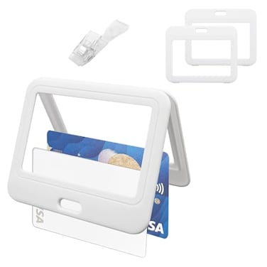 BOKOVNGEE ID Badge Holder with Plastic Clip DoubleSided Transparent Windows Horizontal Hard White Plastic Case Waterproof Card Holder for Office School ID Credit Cards Exhibition Cards Passes3pack