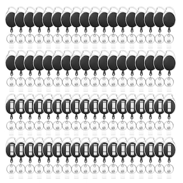 Liubeili 72 Pack Badge Reels Retractable Badge Holders with Clip Key Ring Name ID Badge Clips Keychain for Nurse Doctor Employee Worker Black