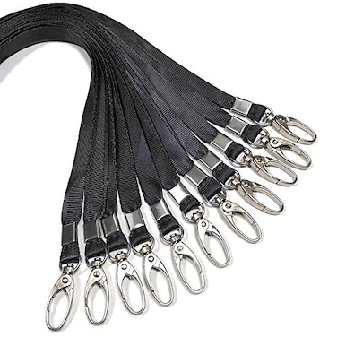 SzJias 50 Pcs Lanyards Black Lanyard for Id Badges Nylon Lanyard Bulk Clip Swivel Hook for Office Id Badges Key Chains