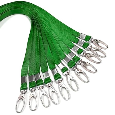 SzJias 50 Pcs Lanyards Green Lanyard for Id Badges Nylon Lanyard Bulk Clip Swivel Hook for Office Id Badges Key Chains