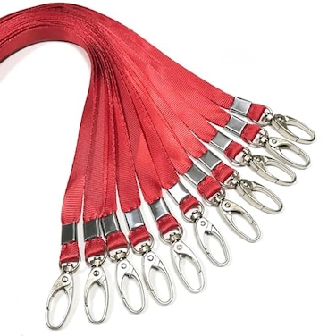 SzJias 50 Pcs Lanyards Red Lanyard for Id Badges Nylon Lanyard Bulk Clip Swivel Hook for Office Id Badges Key Chains