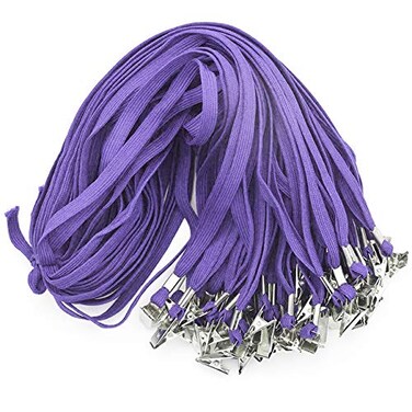 Beebel Purple Lanyard 50PCS 32Inch Flat Lanyards with Badge Clip Purple