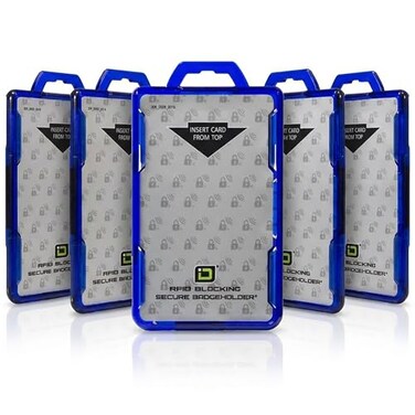 ID Stronghold Pack of 5 RFID Blocking Secure Badge Holder Duolite 2 Card ID Holder Poly Carbonate Heavy Duty Plastic ID Badge Holder USA Molded and Assembled FIPS 201 Approved