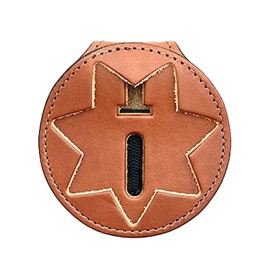 Perfect Fit Shield Wallets Arizona San Francisco Corrections 7 Point Star Tan Leather Belt Clip Badge Holder with Neck Chain Cutout 382