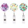 Ascrafter 3 Pack Floral Retractable Badge Holder Flower Badge Reel Clip on Name Card Badge Clip for ID Card