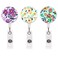 Ascrafter 3 Pack Floral Retractable Badge Holder Flower Badge Reel Clip on Name Card Badge Clip for ID Card