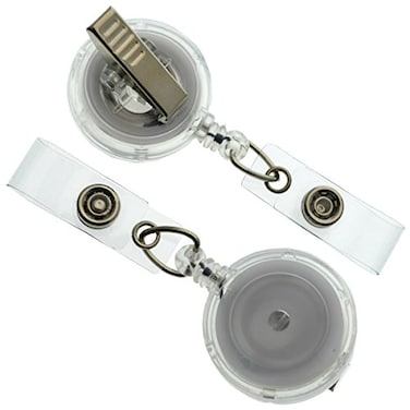 Specialist ID Bulk 25 Pack Clear Translucent Retractable ID Badge Reels with Alligator Swivel Clip Bulk Badge Holder Blanks with Swivel Clips for Nurses Teacher and Office Employees by Specialist Clea