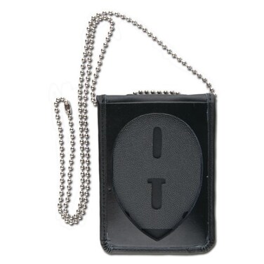 Rothco Leather Neck Identification Badge Holder Black