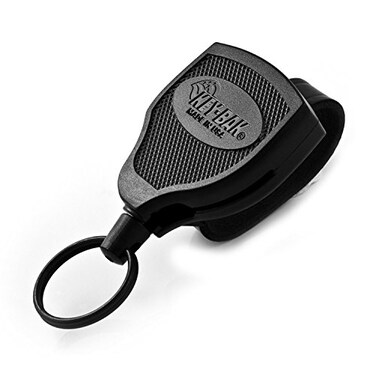 KEY-BAK KEYBAK SUPER48 HD 8oz Locking Retractable Keychain 48 Retractable Cord Black Polycarbonate Case Leather Duty Belt Loop Oversized Split Ring