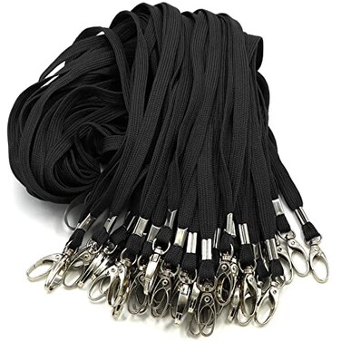 Bird Fiy Black Lanyard 100 Pack Bulk Lanyards for Id Badges Holders Each Lanyard 17 Inch with 360 Swivel Hook