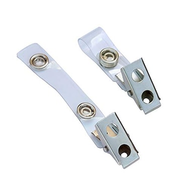 YYaaloa 30pcs Badge Holders Metal Badge Clips with Clear PVC Straps for ID Cards and Badge Holders Clear