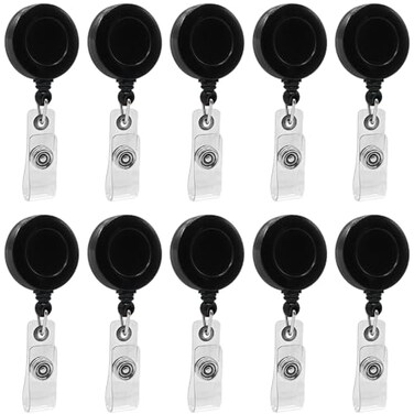 JBKHDTB 100 Pack Retractable ID Badge Holder Reels with Swivel Alligator Clip Bulk Pack Premium BadgeBlack